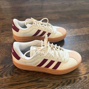 adidas VL Court Cream, Tan and Maroon Platform Sneakers - worn twice